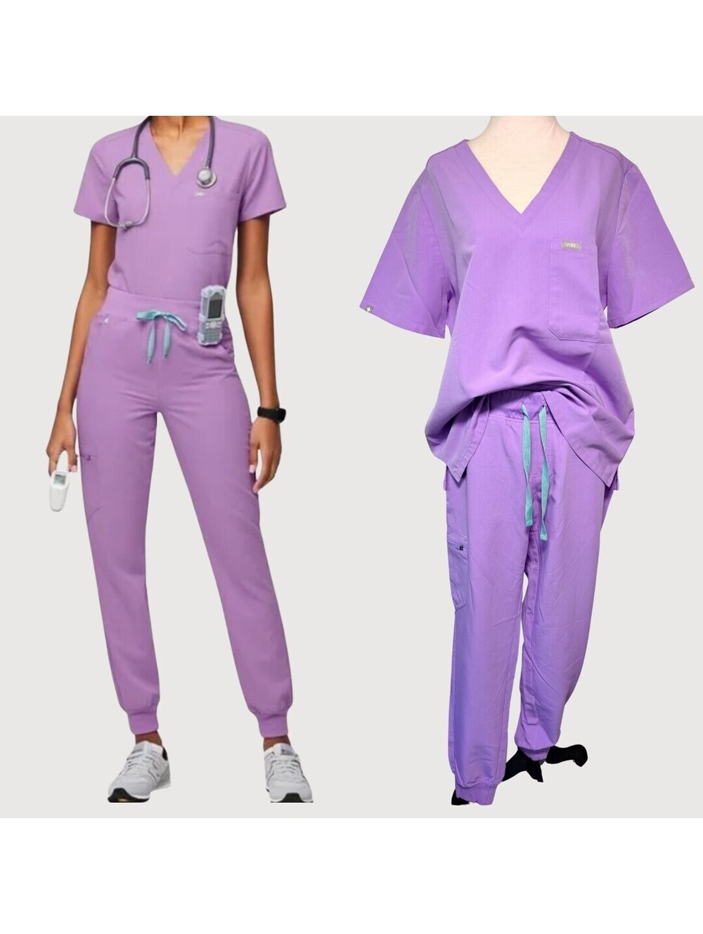 FIGS Catarina Scrub Top Zamora Jogger Set Purple L M